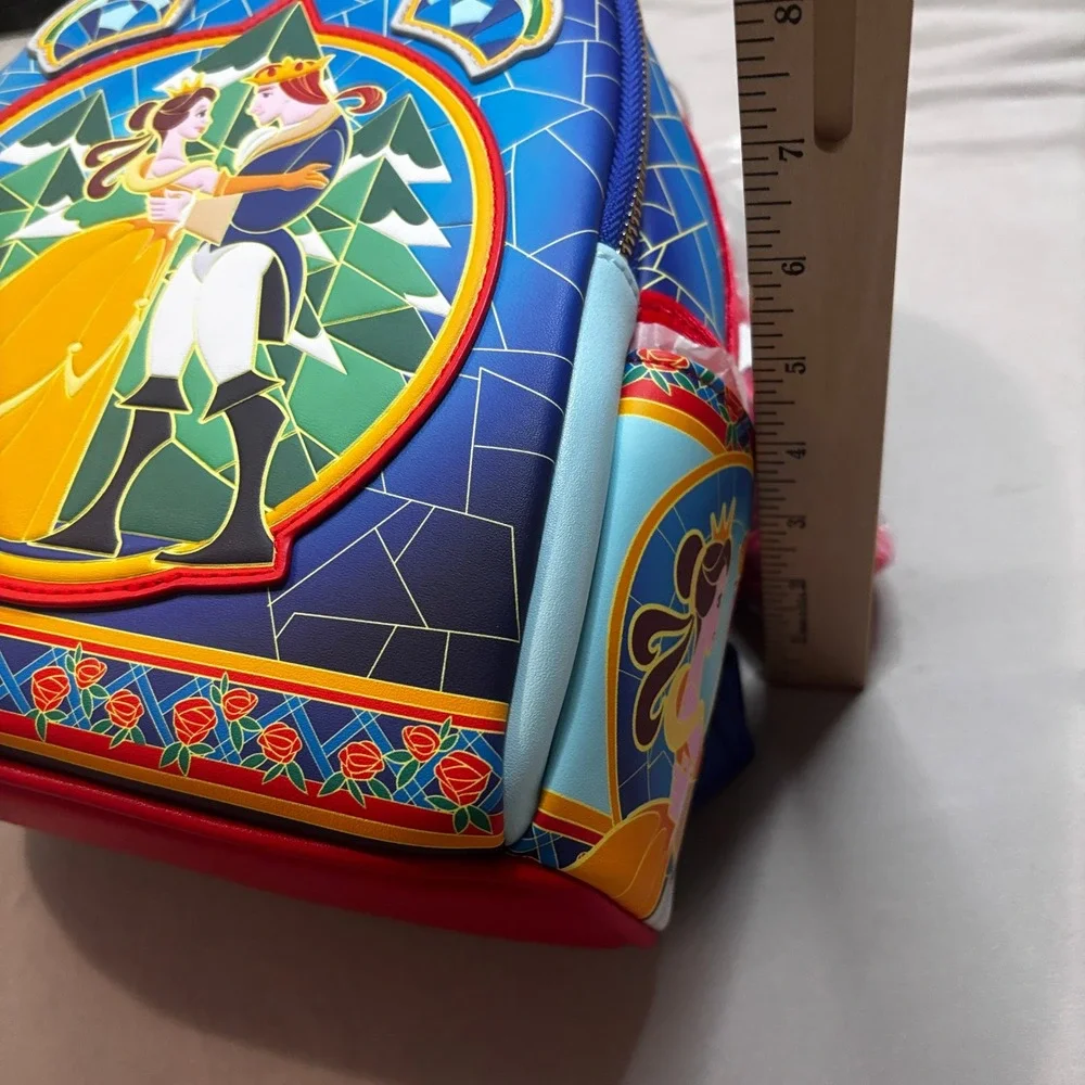 Loungefly Disney Beauty and the‎ Beast Stained Glass Roses Mini Backpack Belle